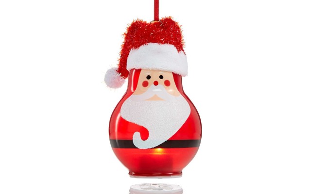  Glass Painted Santa with Fabric Hat Ornament