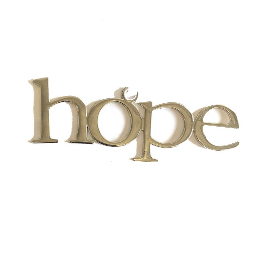  “Hope” Ornament Silver Tone Ribbon Christmas Decoration 6”