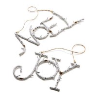 Holiday Lane ‘Noel’ & ‘Joy’ Metal Birch Branch Christmas Ornaments, Set of 2