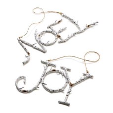 Holiday Lane ‘Noel’ & ‘Joy’ Metal Birch Branch Christmas Ornaments, Set of 2