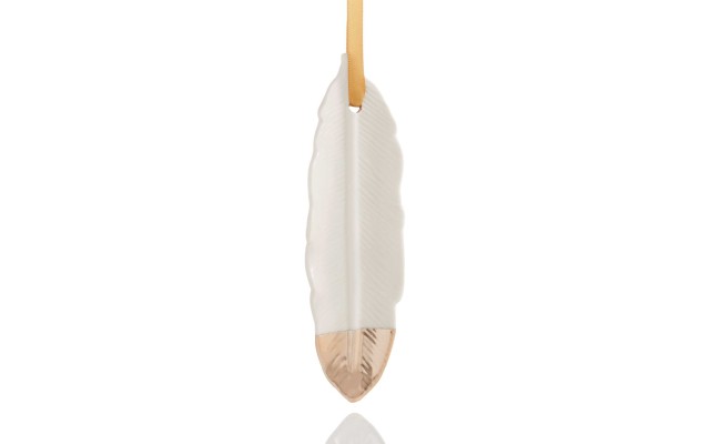  Porcelain Leaf Dipped In Gold-Tone Ornament
