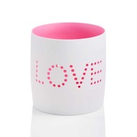 Holiday Lane Porcelain Love Led Candle Holder (White)