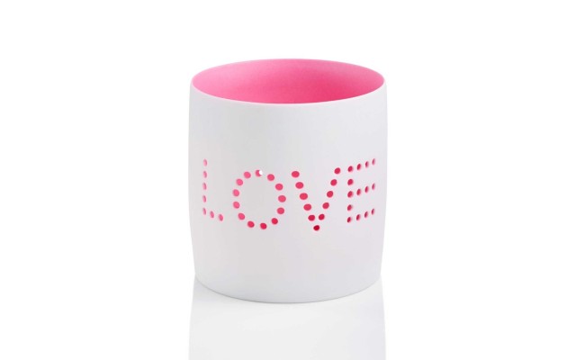  Porcelain Love Led Candle Holder (White)