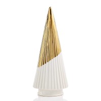 Holiday Lane Porcelain Pine Tree (Gold & White)