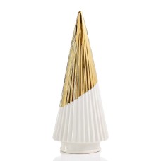 Holiday Lane Porcelain Pine Tree (Gold & White)