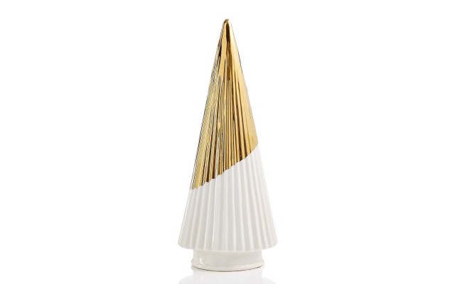  Porcelain Pine Tree (Gold & White)