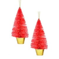 Holiday Lane Red Sisal Tree Christmas Ornaments (Set of 2)