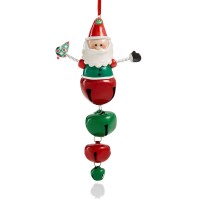 Holiday Lane Santa with Iron Jingle Bell Dangles Ornament