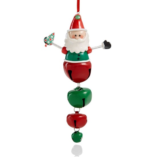  Santa with Iron Jingle Bell Dangles Ornament