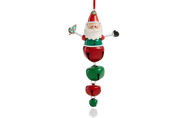  Santa with Iron Jingle Bell Dangles Ornament