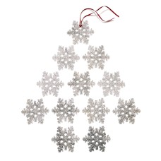 Holiday Lane Set Of 12 Silver Glitter Snowflake Ornaments