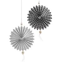 Holiday Lane Set of 2 Paper Decor Ornaments (Black/White)