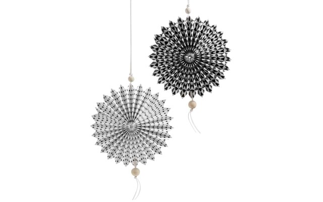  Set of 2 Paper Decor Ornaments (Black/White)