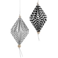 Holiday Lane Set of 2 Paper Decor Ornaments (Black/White)