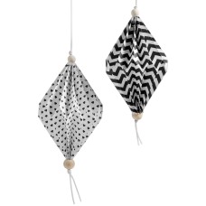 Holiday Lane Set of 2 Paper Decor Ornaments (Black/White)