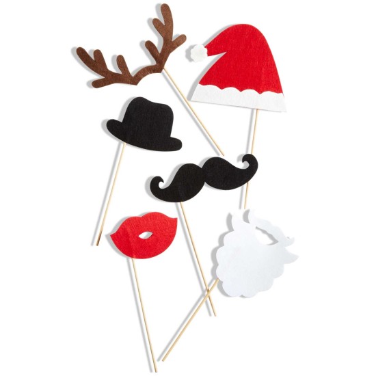  Set Of 6 Christmas Photo Booth Props