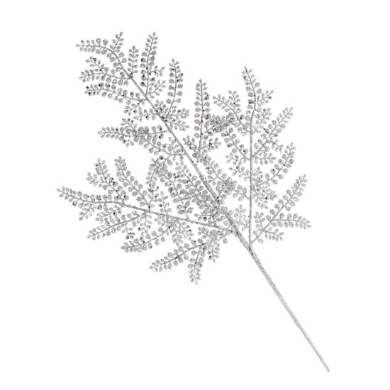  Silver Fern With Glitter Tree Ornament