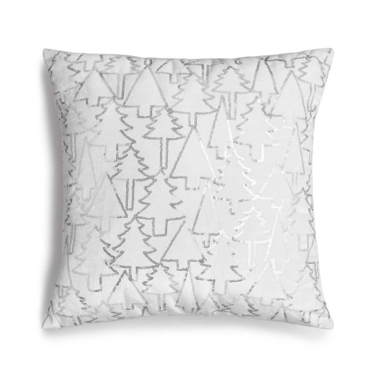  Silver Sequin Tree 16″ Square Decorative Pillow
