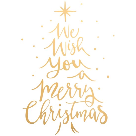  We Wish You A Merry Christmas Gold-Tone Typography Wall Decal