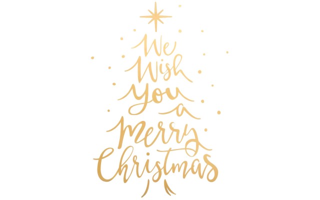  We Wish You A Merry Christmas Gold-Tone Typography Wall Decal