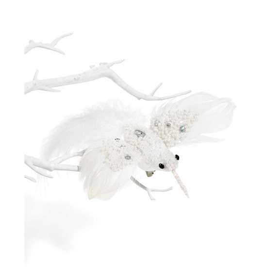  White Bird with Sequins Bird Clip Ornament