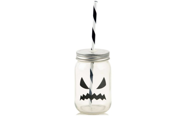  Pumpkin Mason Jar Glass with Lid & Straw