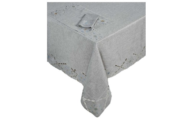  Snowflake Bloom  Tablecloth (60″ x 84″, Grey)