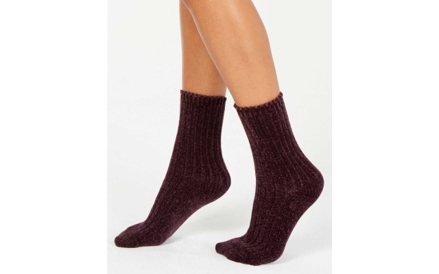  Chenille Plush Boot Socks (Deep Burgundy)