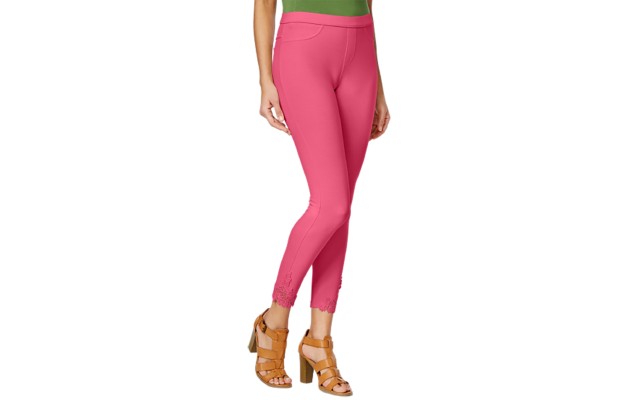  Lace Trim Pique Skimmer (Small, Pink)