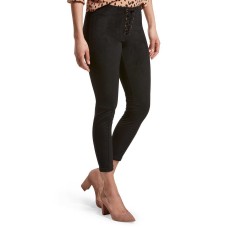HUE Lace-Up Microsuede Skimmer Leggings (Black, M)