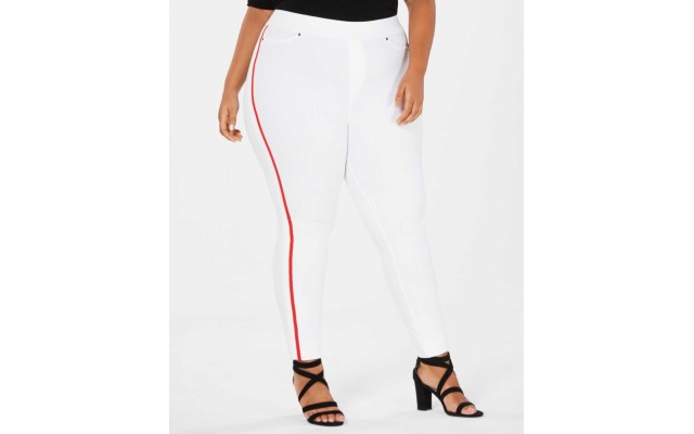  Plus Size Racer Stripe Original Denim Leggings