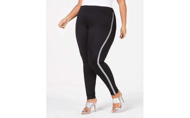  Plus Women's Metallic Tuxedo Ponté-Knit Leggings