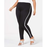 HUE Plus Women's Metallic Tuxedo Ponté-Knit Leggings