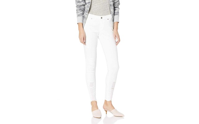  Ripped Denim Leggings (White, XS)