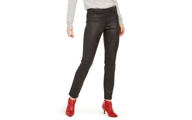  Textured Microsuede Leggings, Black, S
