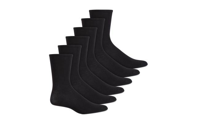 Women’s 6 Pack Crew Socks (Black)