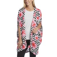 HUE Women's Flower Pop Sleep Kimono Wraps, Flower Pop/White, Small/Medium