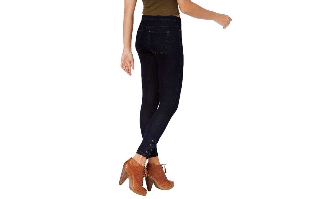  Women’s Laced Up Skimmer Leggings (Midnight Rinse, XS)