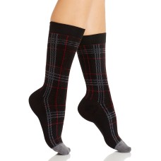 HUE Women’s Plaid Crew Socks (Black Plaid)