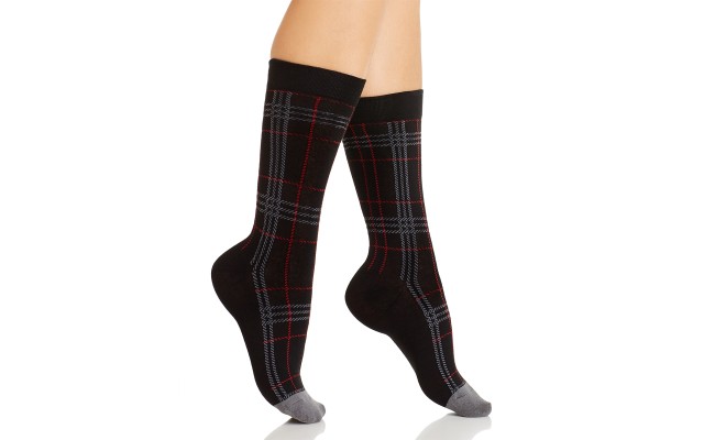  Women’s Plaid Crew Socks (Black Plaid)