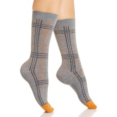 HUE Women’s Plaid Crew Socks (Charcoal Heather Plaid)