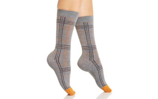 Women’s Plaid Crew Socks (Charcoal Heather Plaid)