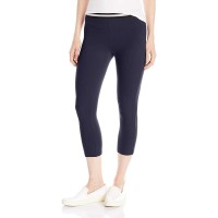 HUE Women’s Striped Waistband Cotton Capri Ponte Leggings
