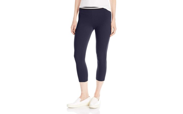  Women’s Striped Waistband Cotton Capri Ponte Leggings