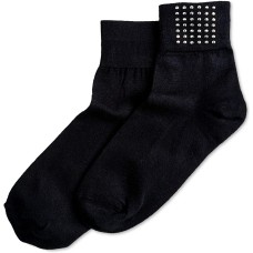HUE Women’s Studded Shortie Socks (Black,9-11)