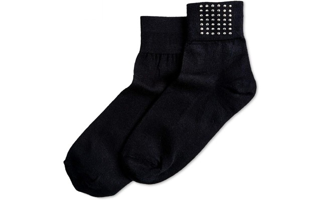  Women’s Studded Shortie Socks (Black,9-11)