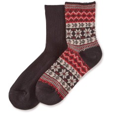 HUE Women’s Wintersoft Boot Sock 2 Pair Pack (Black/Red Pack)