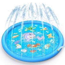 Huge 68″ Splash Water Play Mat for Little Kids & ToddlersWater SprinklerWater Inflatable Wading Pool for Summer Fun Outdoor Water Toys for Boys & Girls