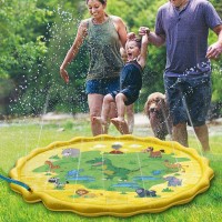 Huge 68″ Splash Water Play Mat for Little Kids & Toddlers, Water Sprinkler, Water Inflatable Wading Pool for Summer Fun Outdoor Water Toys for Boys & Girls