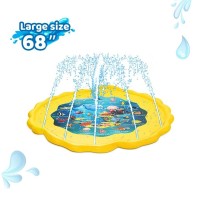 Huge 68″ Splash Water Play Mat for Little Kids & Toddlers, Water Sprinkler, Water Inflatable Wading Pool for Summer Fun Outdoor Water Toys for Boys & Girls